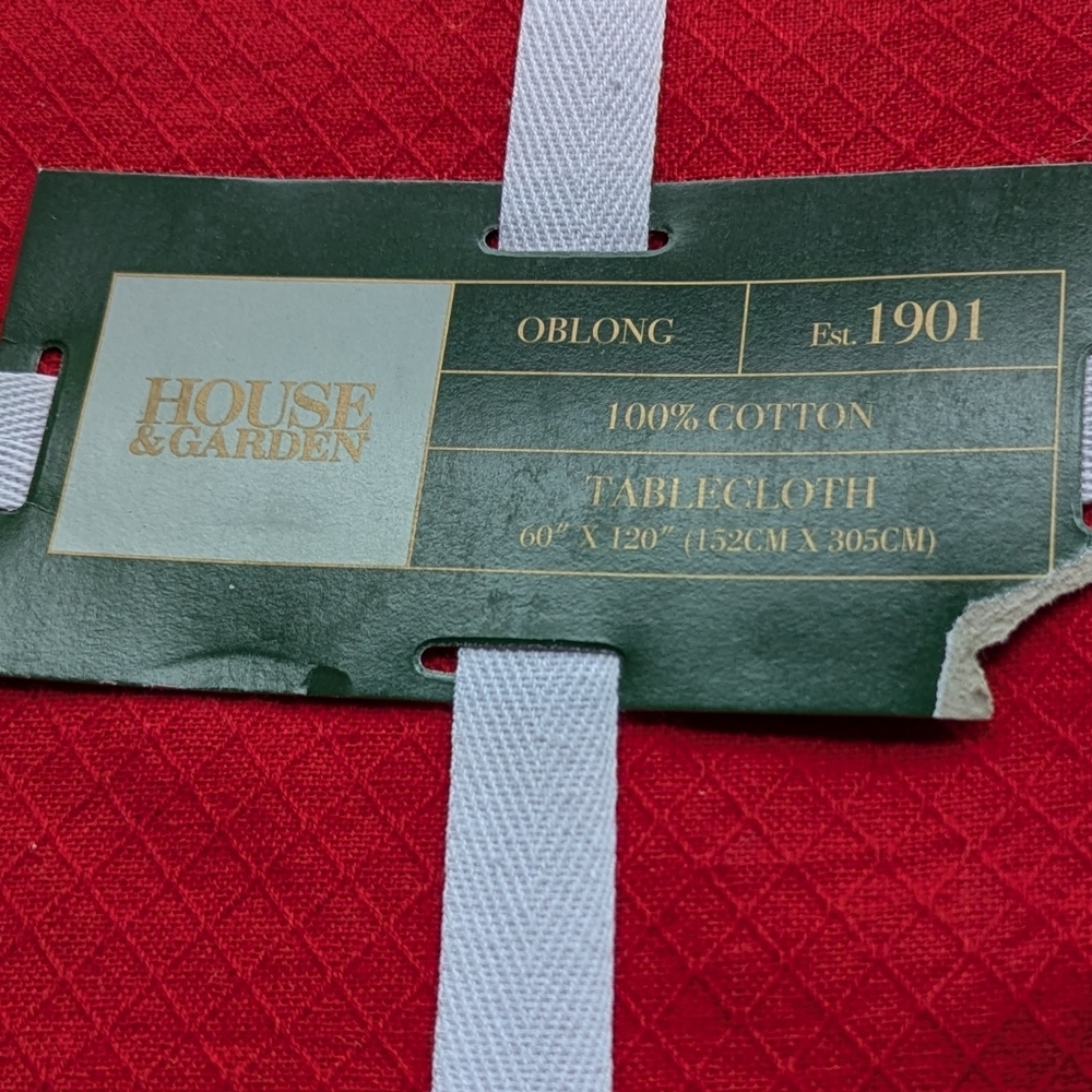House and garden red tablecloth 100%cotton - Picture 4 of 4